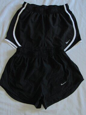 Lot of 2 NIKE TEMPO Dri Fit Running Shorts Women's sz XS Black Lined 3" Inseam